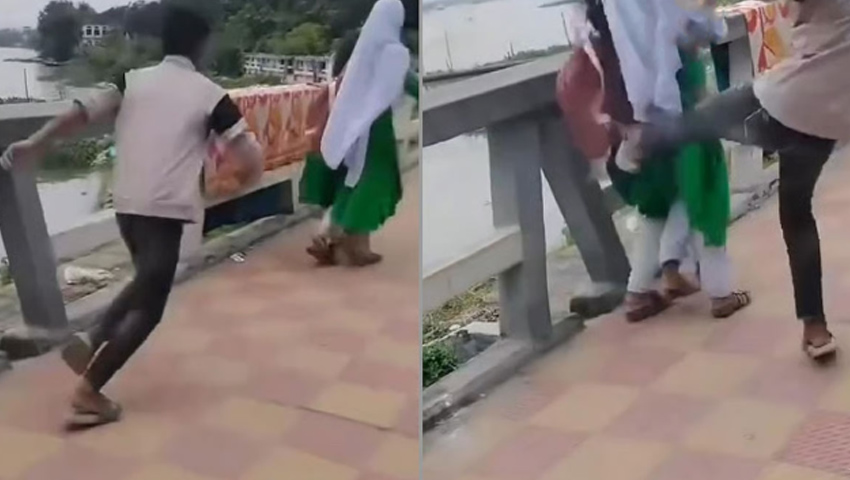 স্কুলছাত্রীকে লাথি মারার ভিডিও ভাইরাল