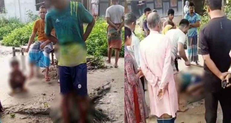 মায়ের সামনে ছেলেকে গাছে বেঁধে মধ্যযুগীয় কায়দায় নির্যাতন